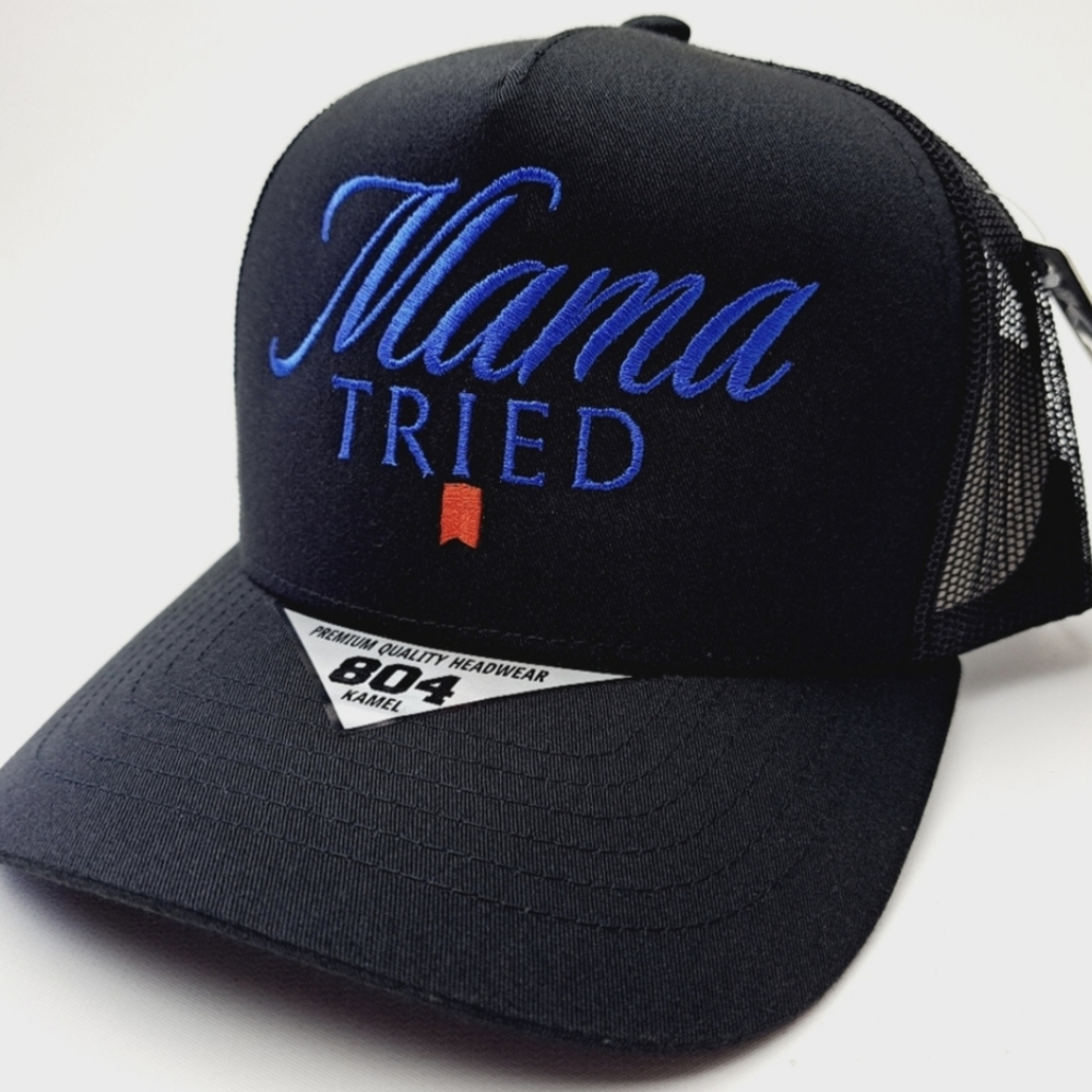 Mama Tried USA Embroidery Retro Vintage Style Trucker Cap Hat Funny Gift Gag Cap - Picture 6 of 15